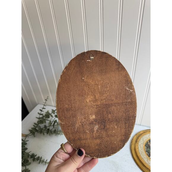 Vintage Italian Florentine Oval Wood Plaque Gold Gilt Rococo Garden Flying Kite - Picture 6 of 8